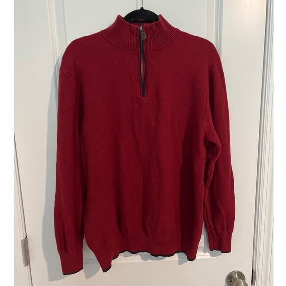 TailorByrd Collection Long Sleeve Mock Neck 1/4 Zip Pullover Sweater Red Mens XL - Picture 1 of 8